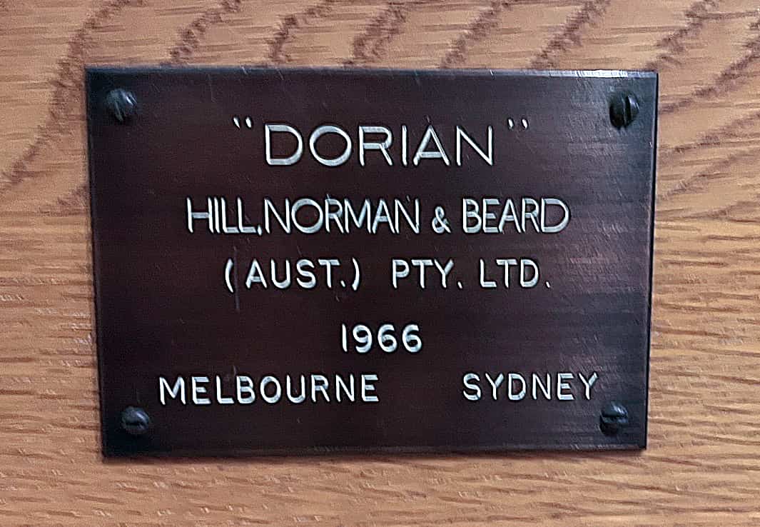 Dorian organ nameplate