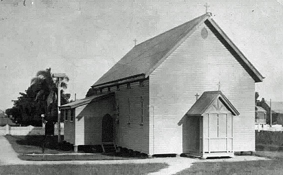 The first St Augustine's Church, Hamilton, in 1900