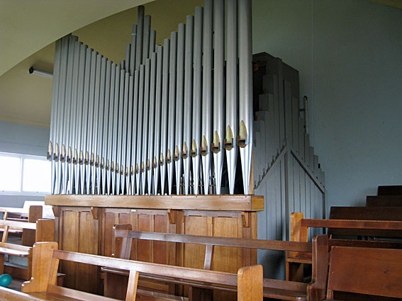 The Leggo organ with reconfigured façade pipes