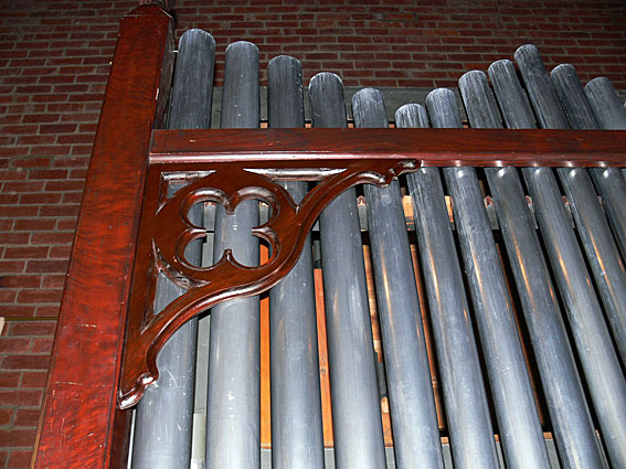 St George's Church, Travancore: detail of one of the reconstructed carved brackets