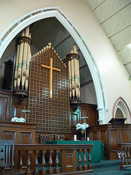 Organ casework, pulpit and other furnishings